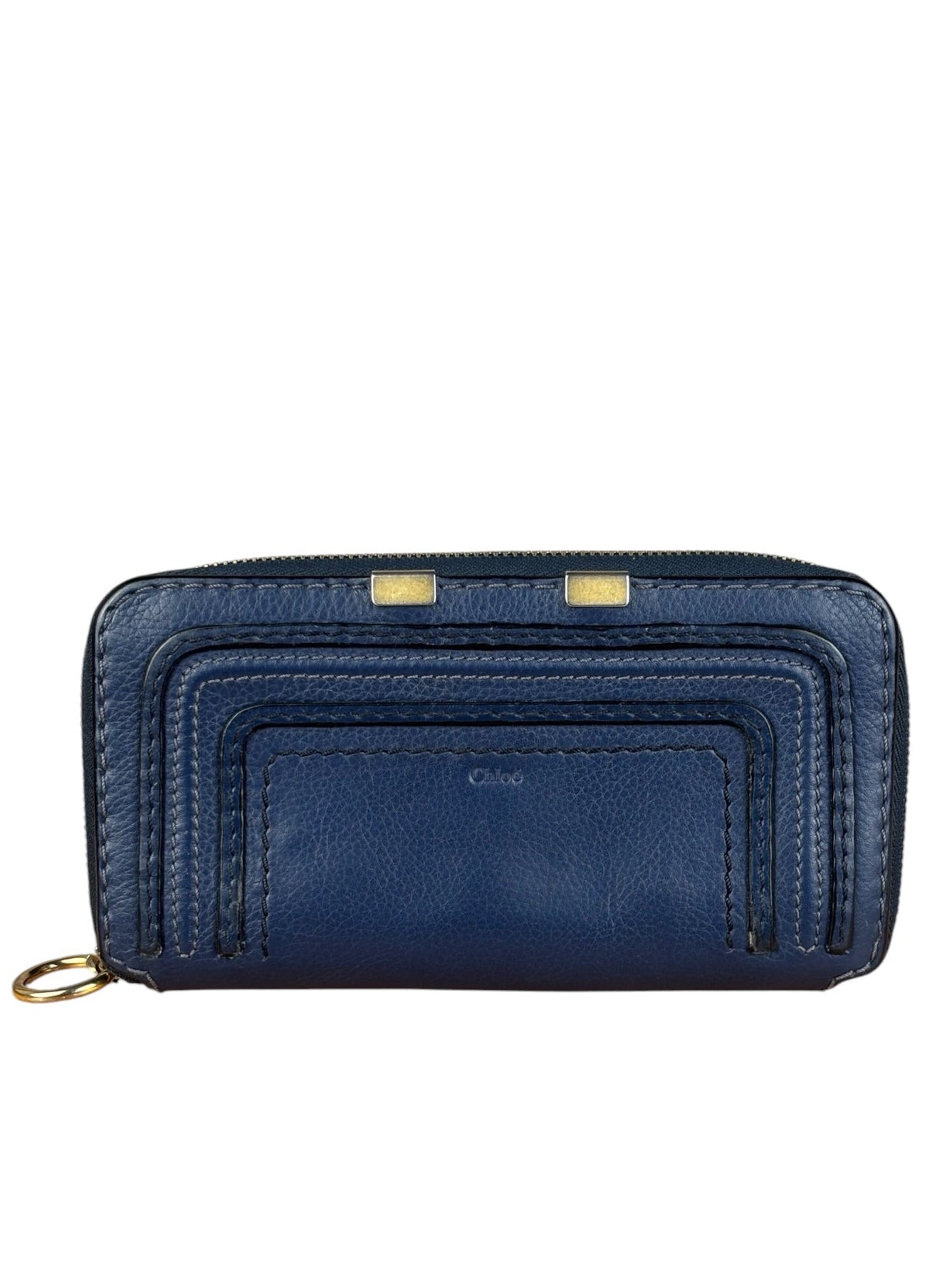 Chloé Dark Blue Leather Marcie Long Zip Wallet