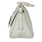 Fendi White Leather Selleria Baguette
