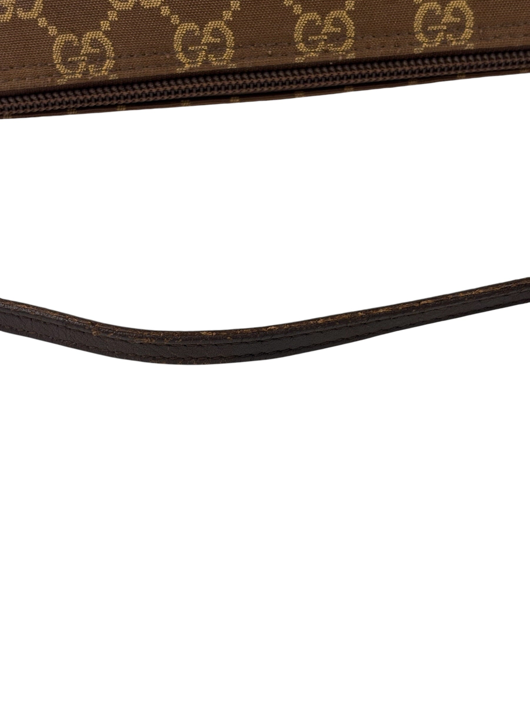 Gucci Brown Leather Trim GG Boat Pochette