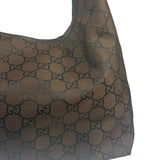 Gucci GG Monogram Brown Nylon Hobo Bag