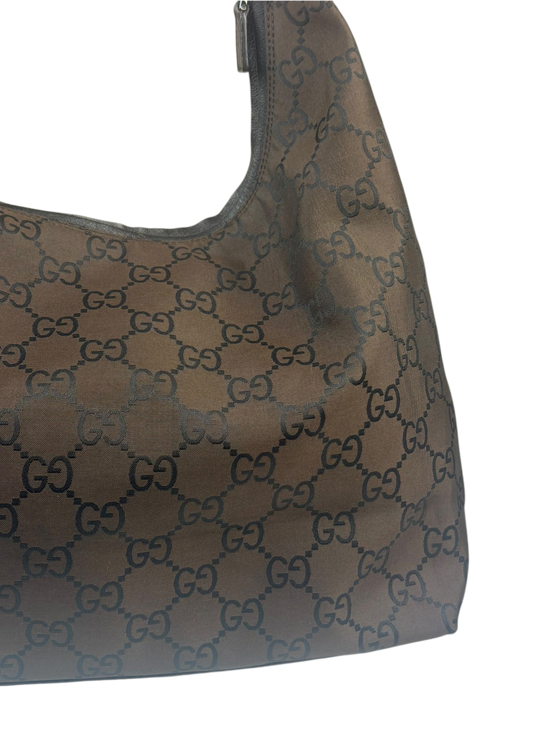 Gucci GG Monogram Brown Nylon Hobo Bag