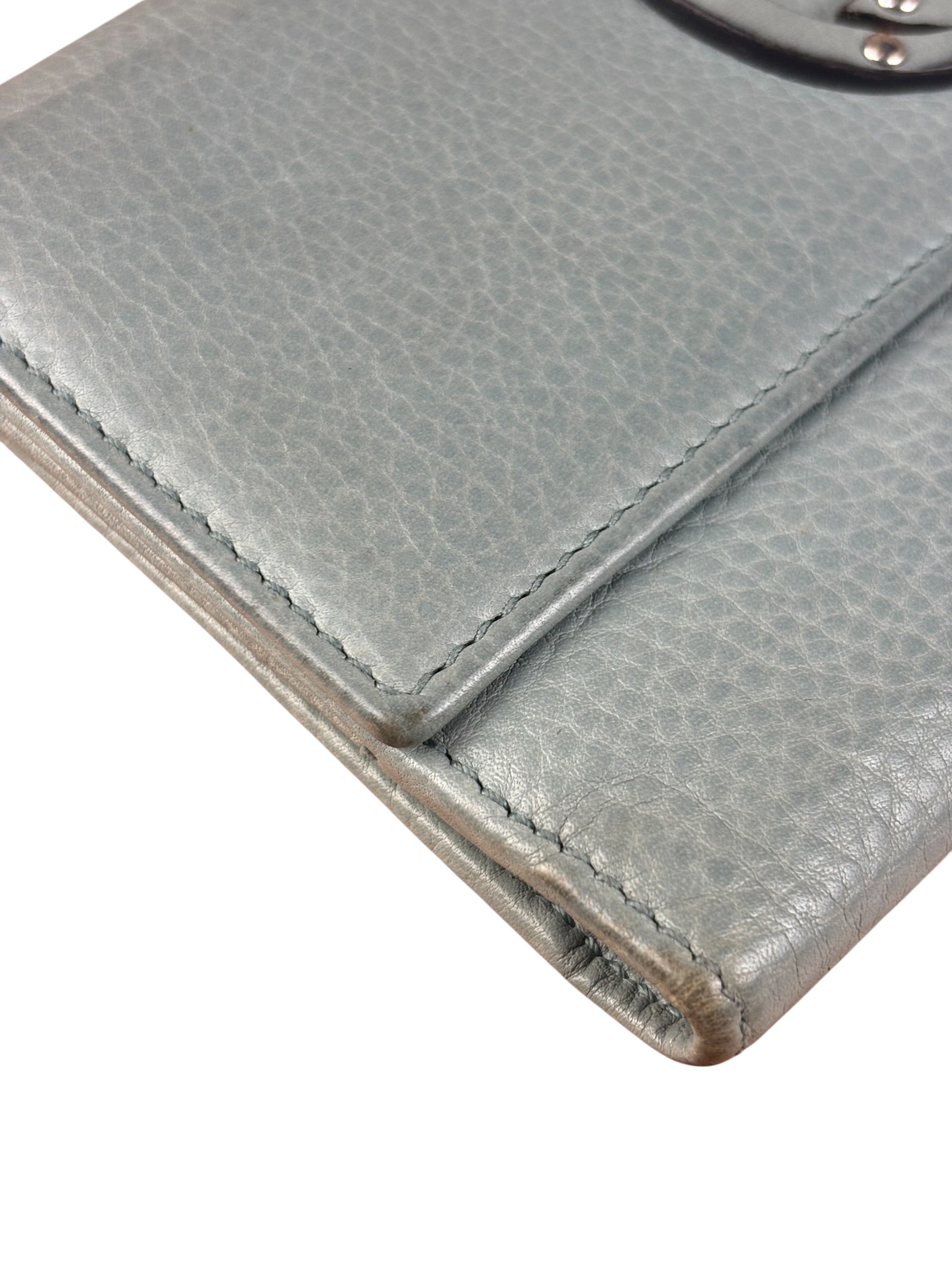 Gucci Light Blue GG Embellished Leather Long Wallet