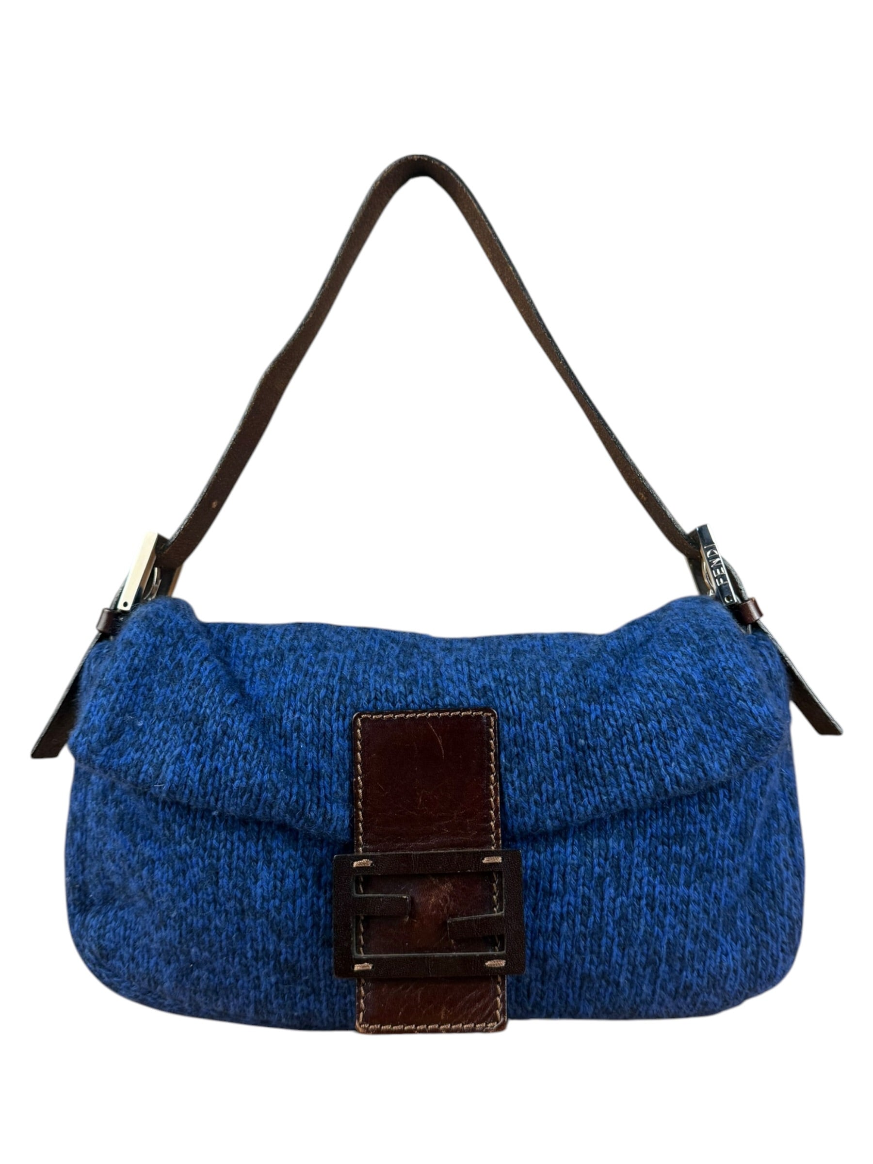 Fendi Vintage Blue Cashmere Baguette