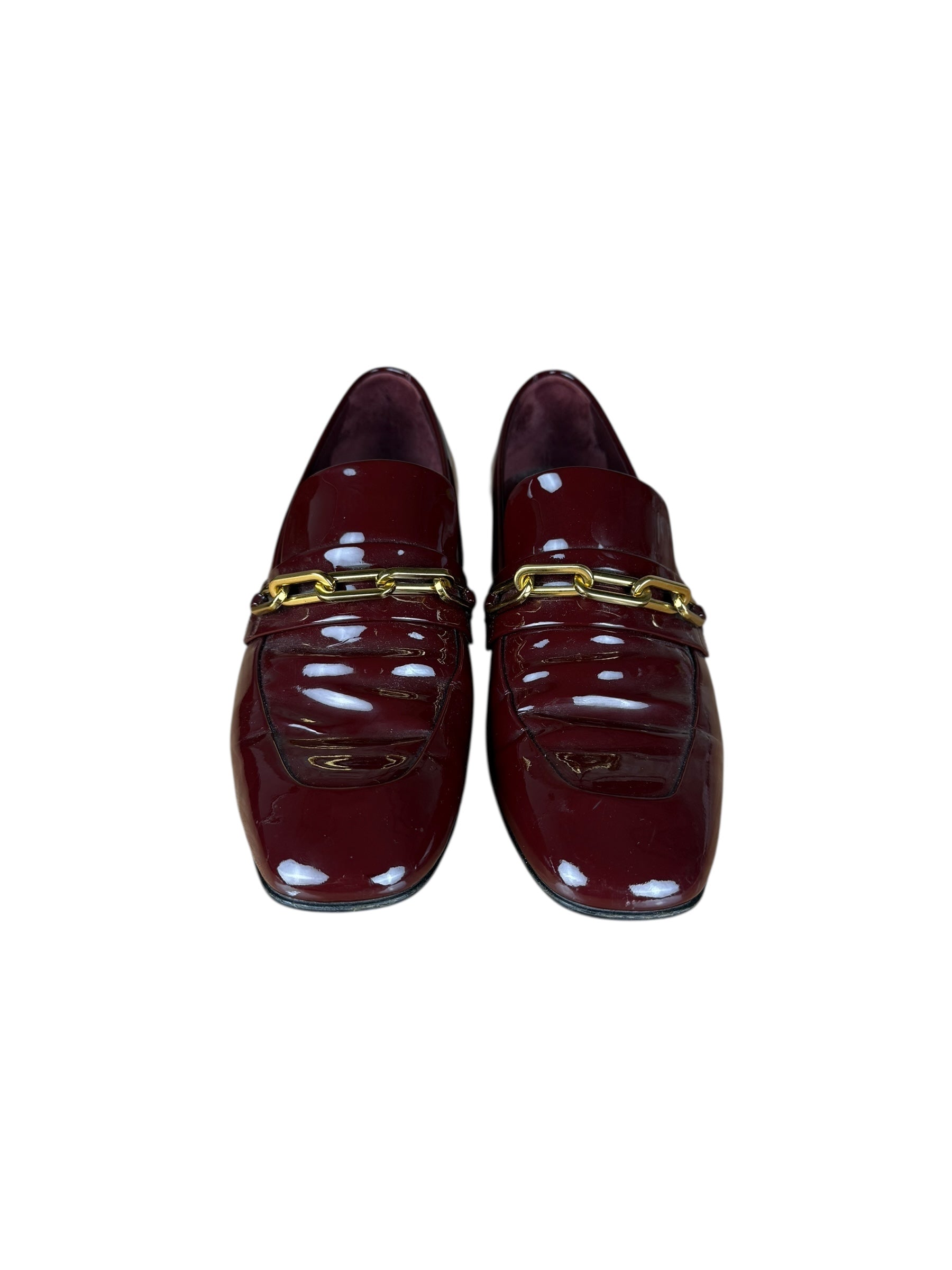 Burberry Burgundy Patent Leather Loafers