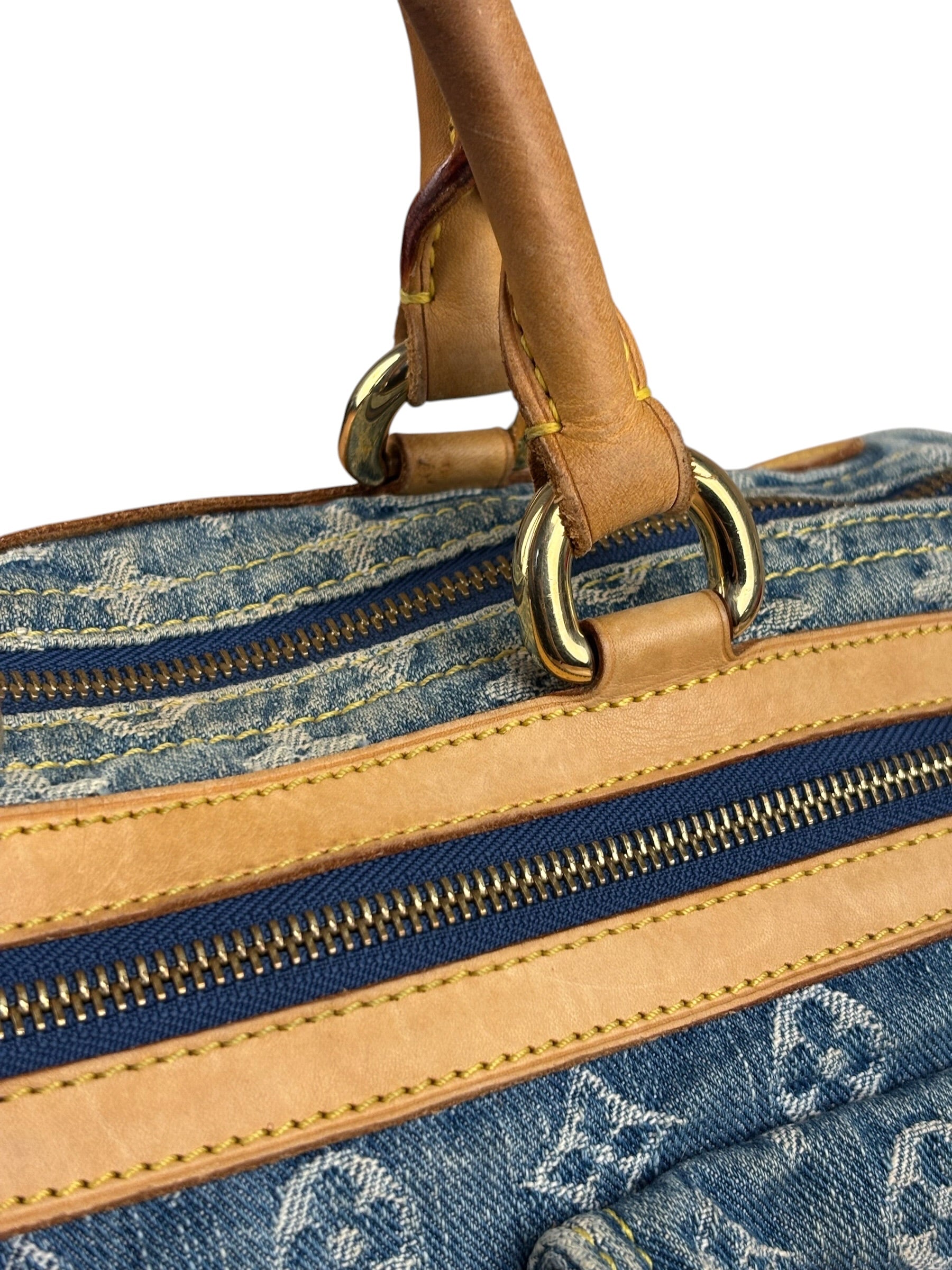 Louis Vuitton Vintage Denim Leather Trim Monogram Neo Speedy 30