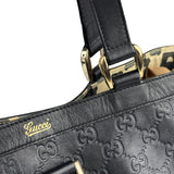 Gucci Black Leather GG Supreme D-Ring Abbey Tote