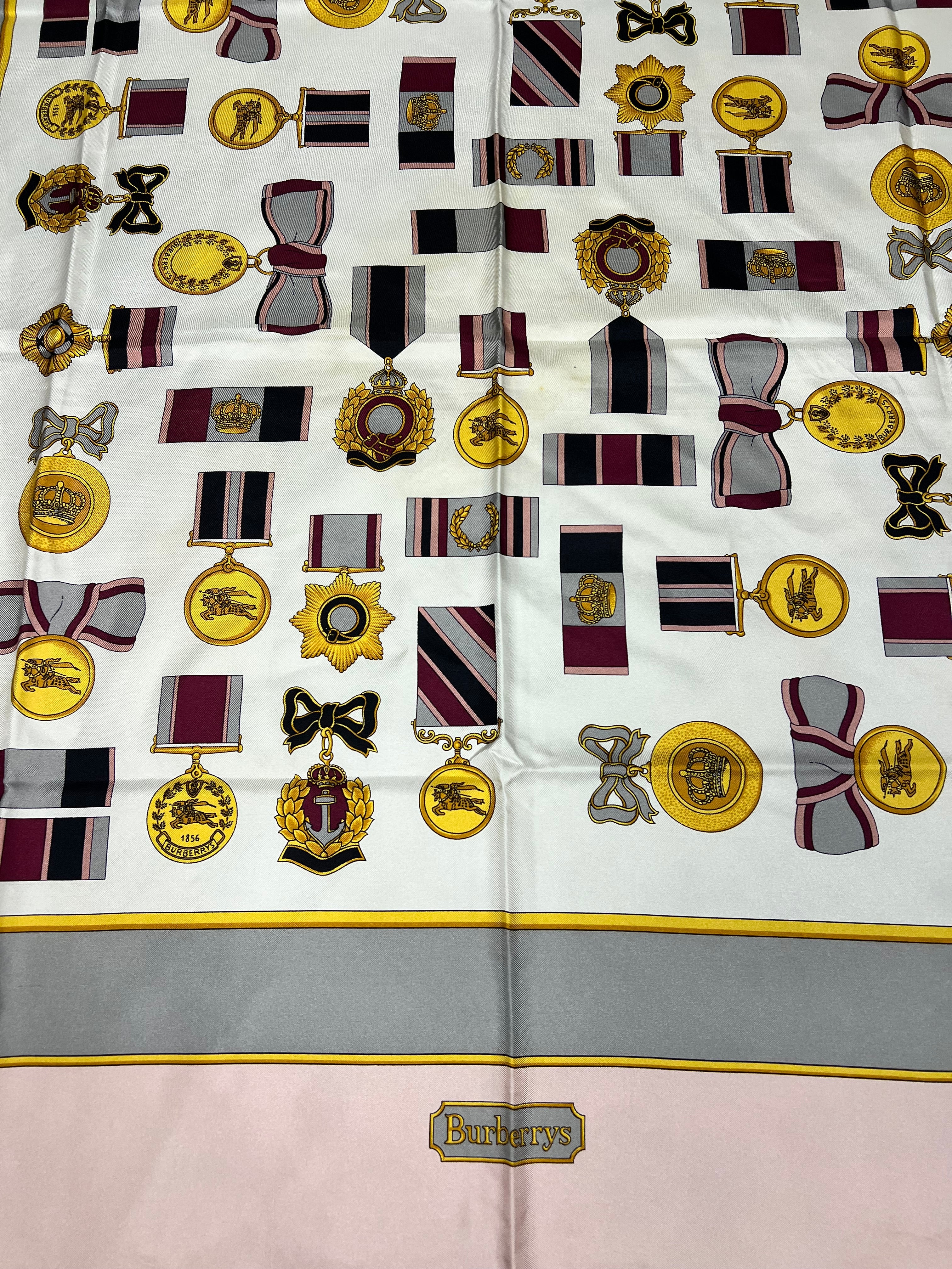 Burberry Pink Medals Vintage Silk Scarf