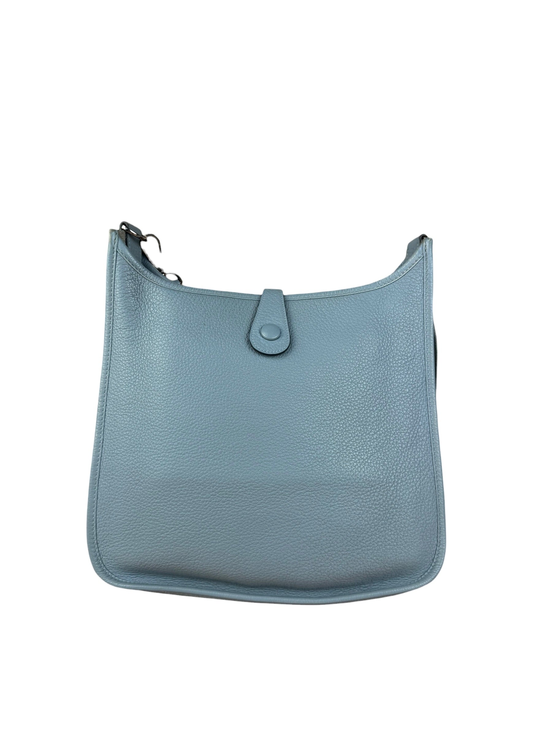 Hermes Evelyne Clemence Light Blue Leather Shoulder Bag