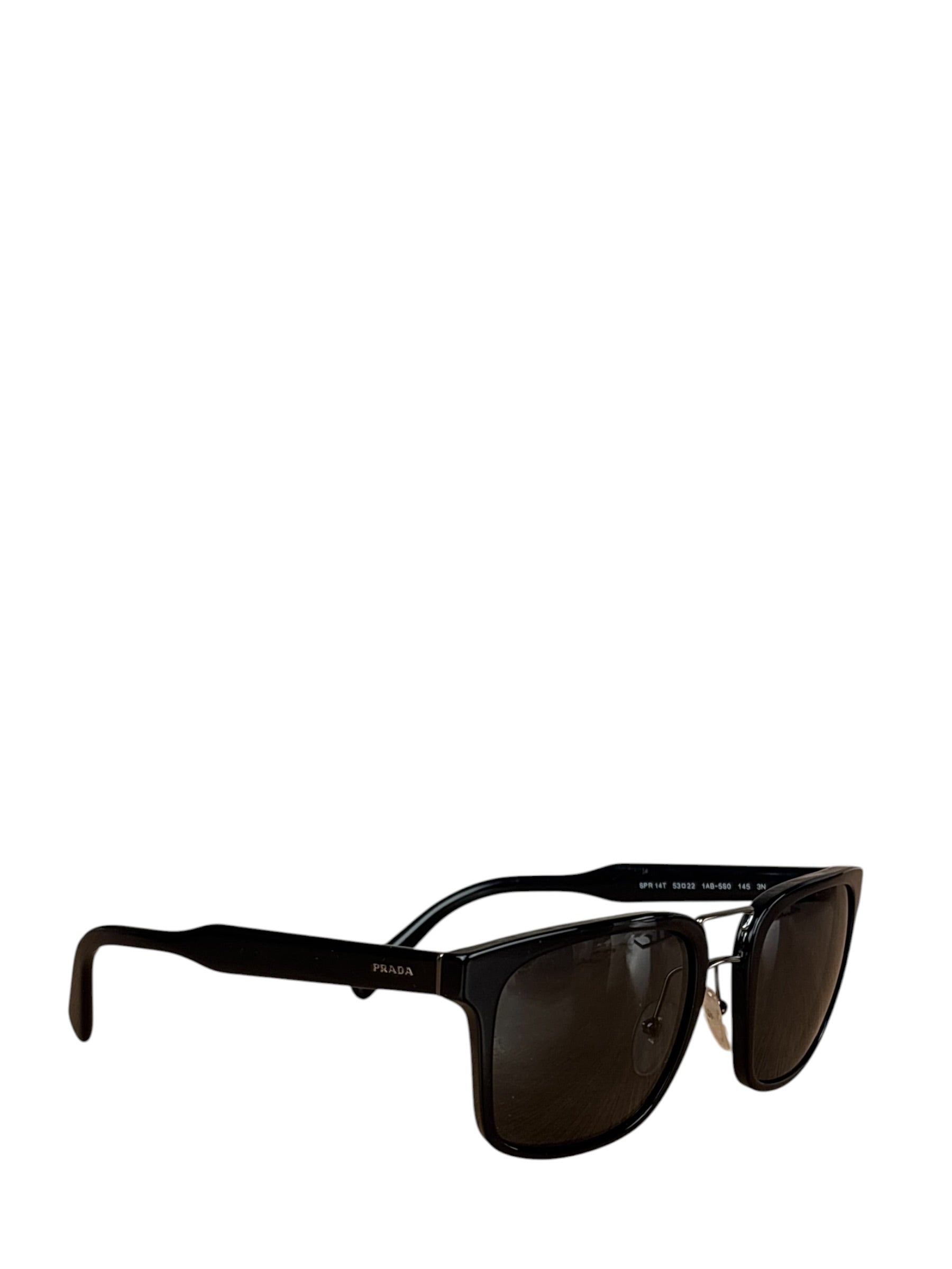 Prada Black Metal Double Bridge Sunglasses