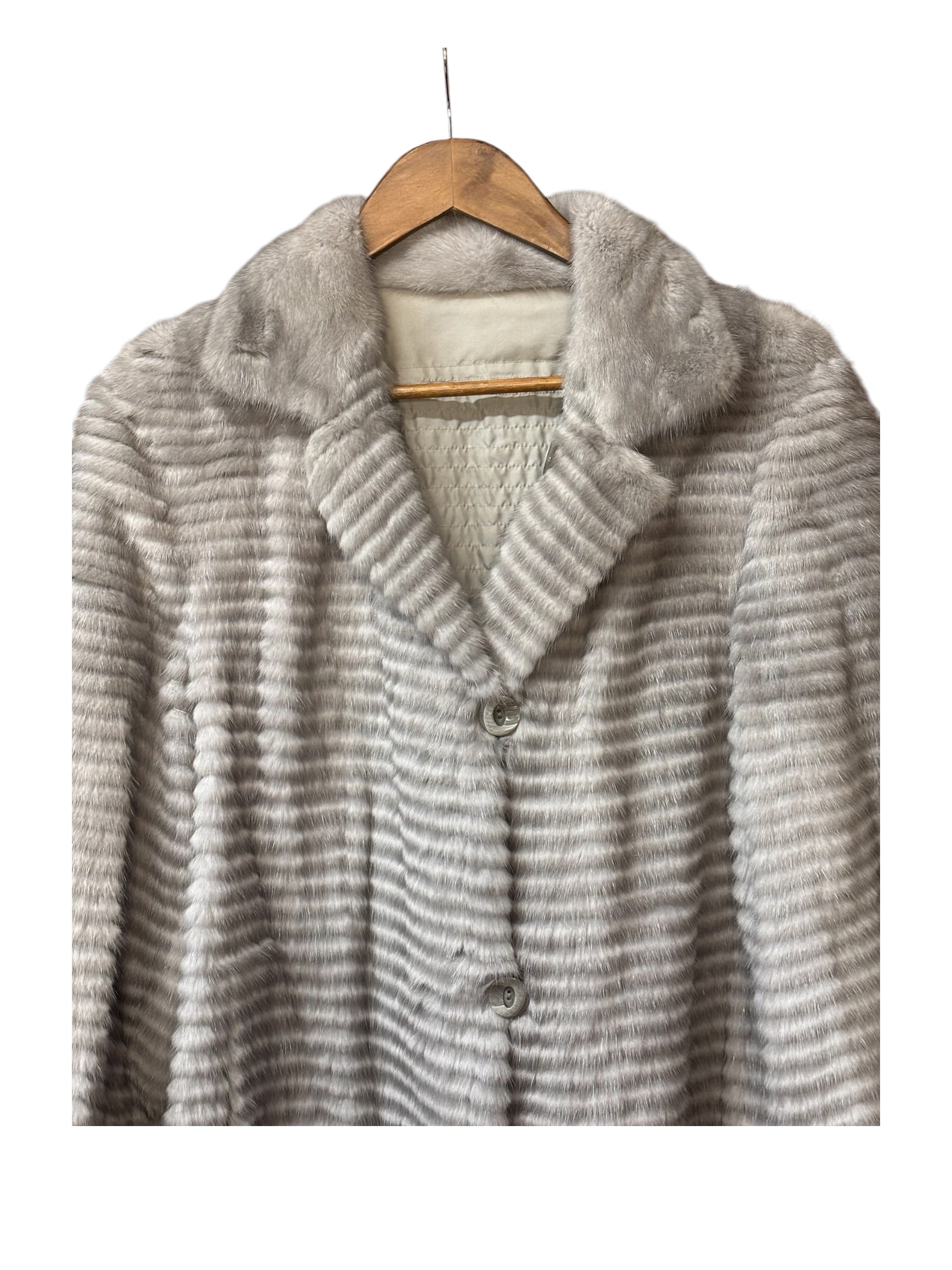 Vintage Grey Mink Fur Long Coat