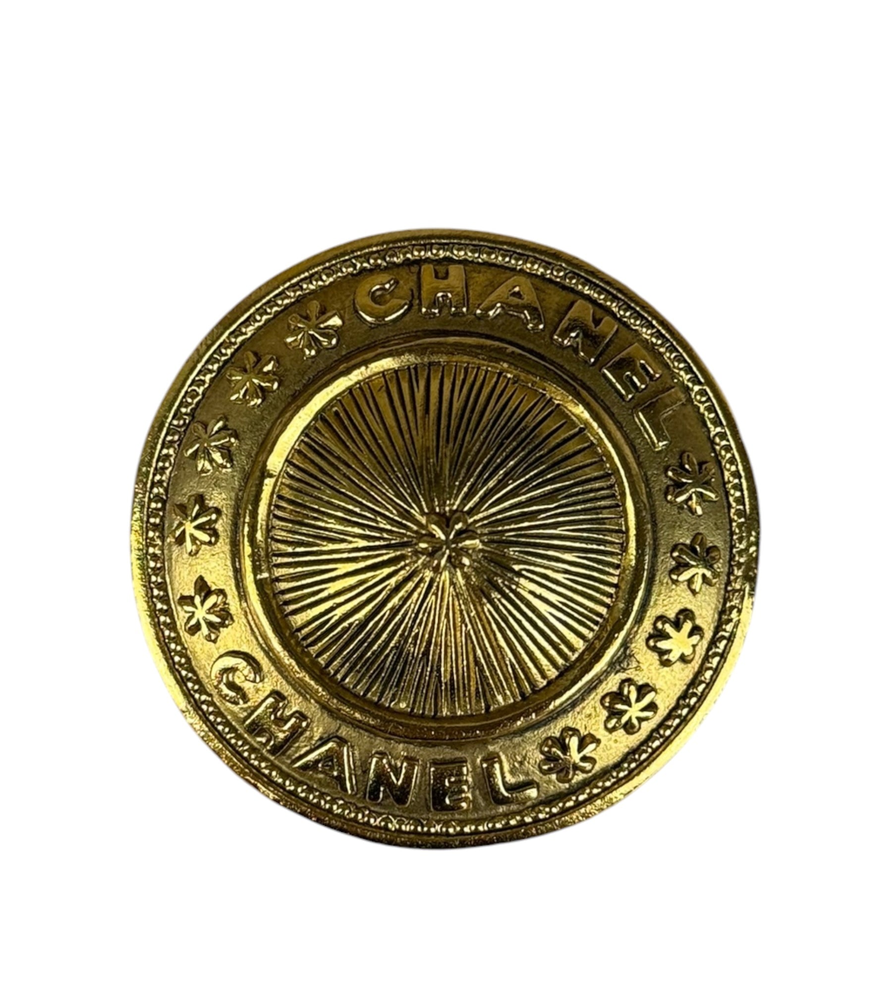 Chanel Starred Circular Logo Brooch