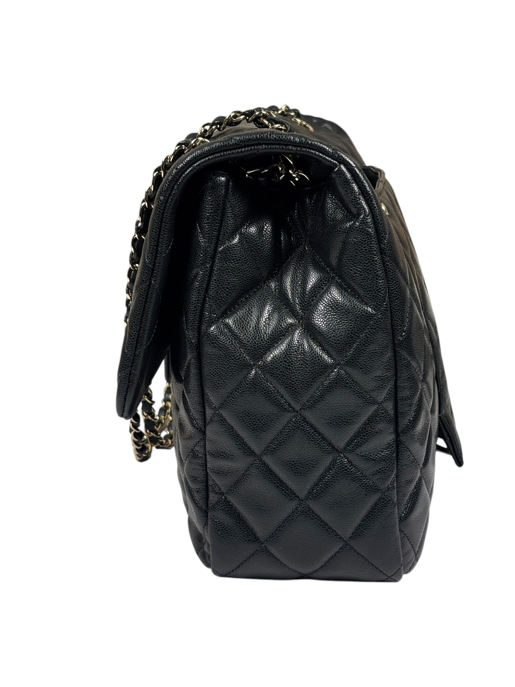 Chanel Black Quilted Caviar Jumbo Flap Bag 2021