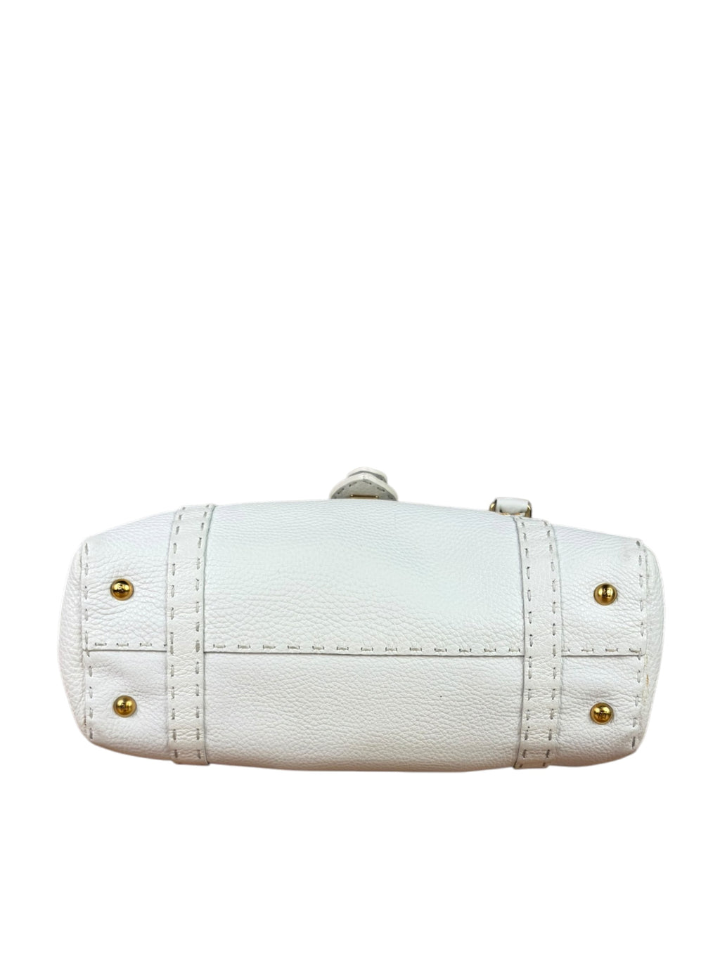 Fendi White Leather Selleria Linda Shoulder Bag