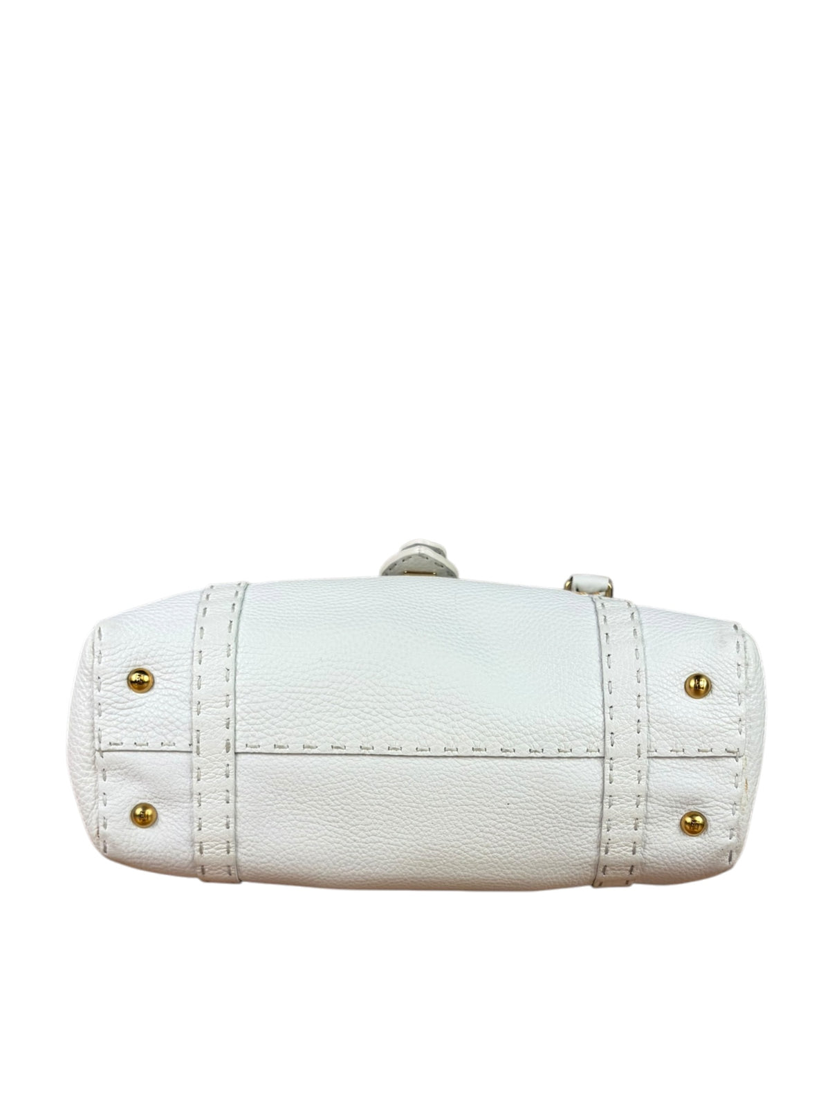 Fendi White Leather Selleria Linda Shoulder Bag