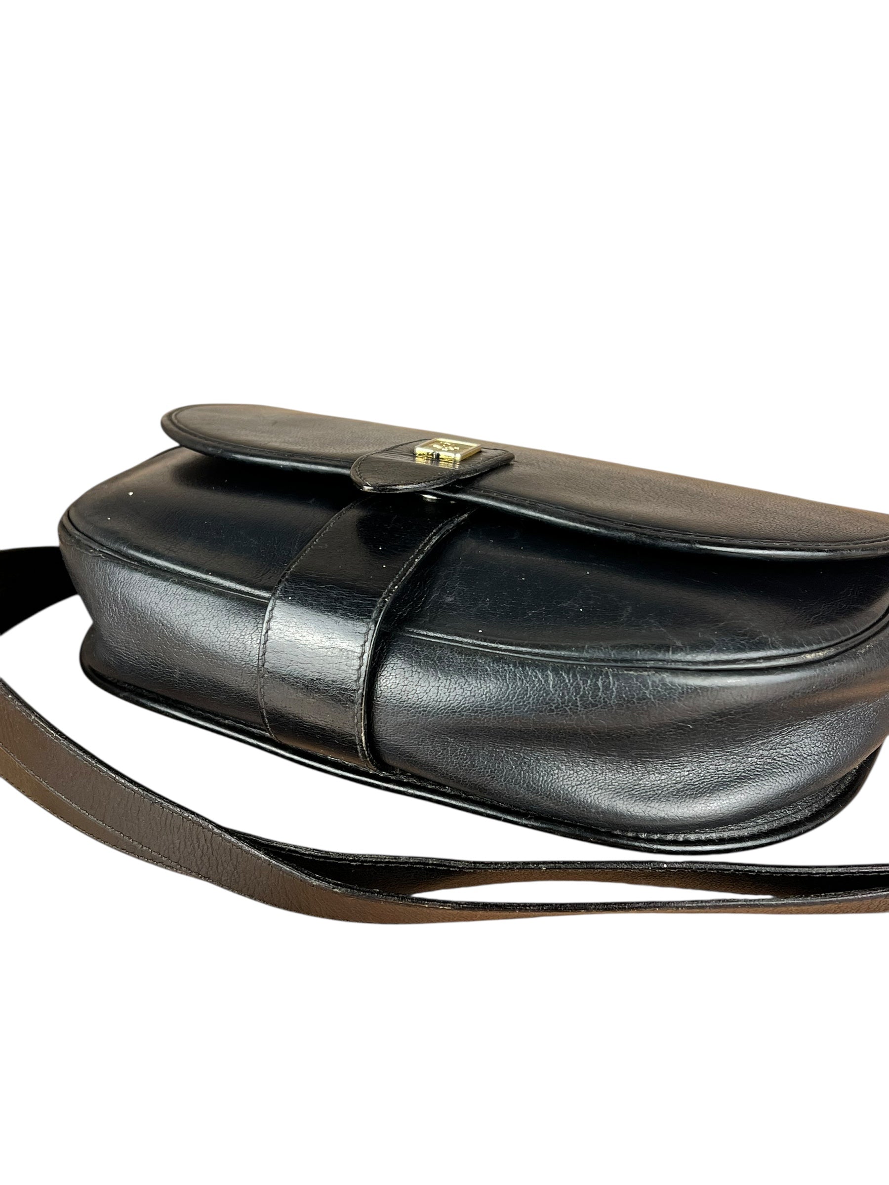Dior Black Leather Vintage Flap Shoulder Bag