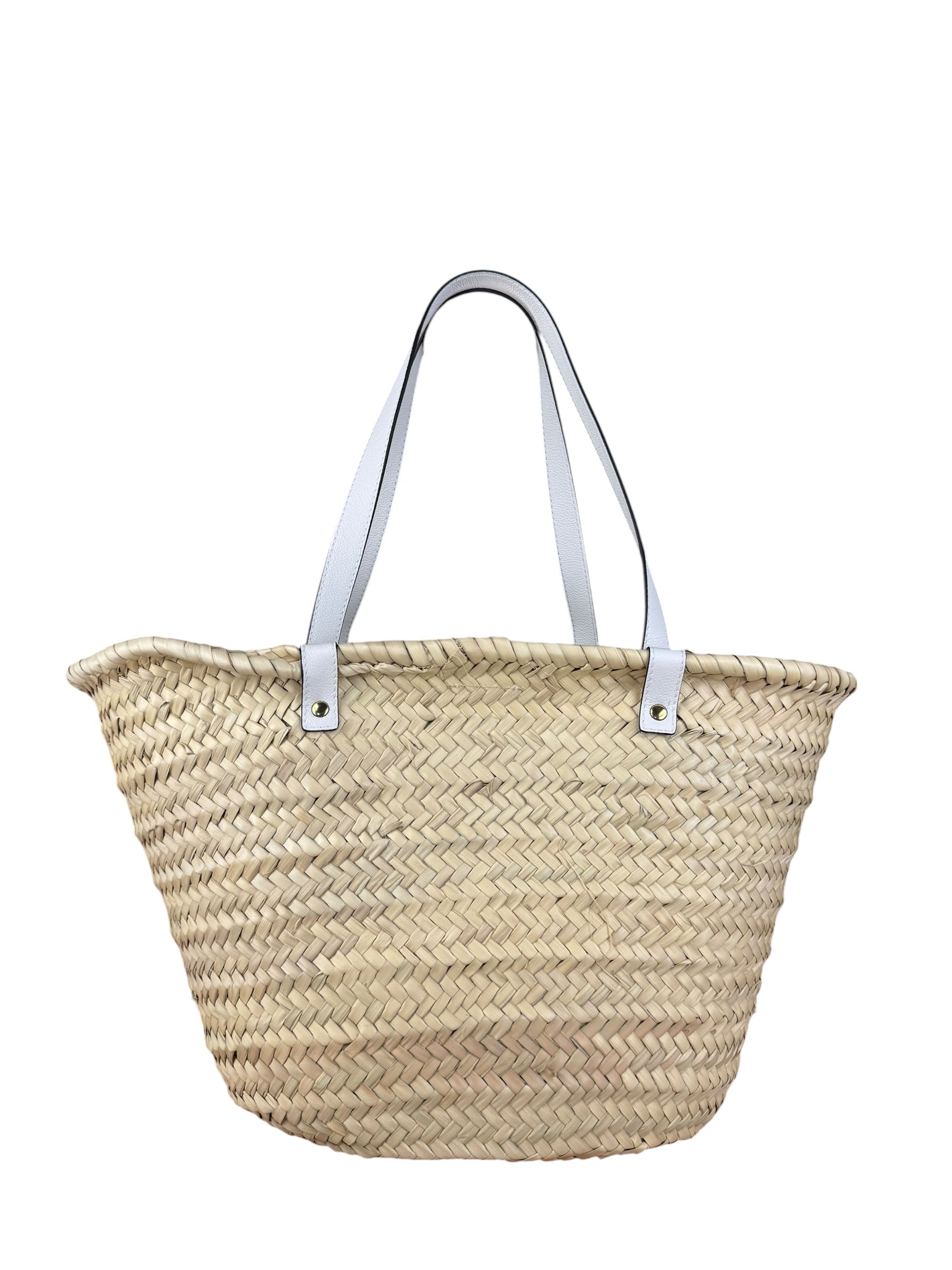 Versace Wicker Woven White Medusa Top Handle Tote