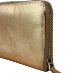 Prada Metallic Gold Saffiano Leather Zip-Around Wallet