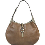 Salvatore Ferragamo Brown Lizard-Embossed Hobo Bag