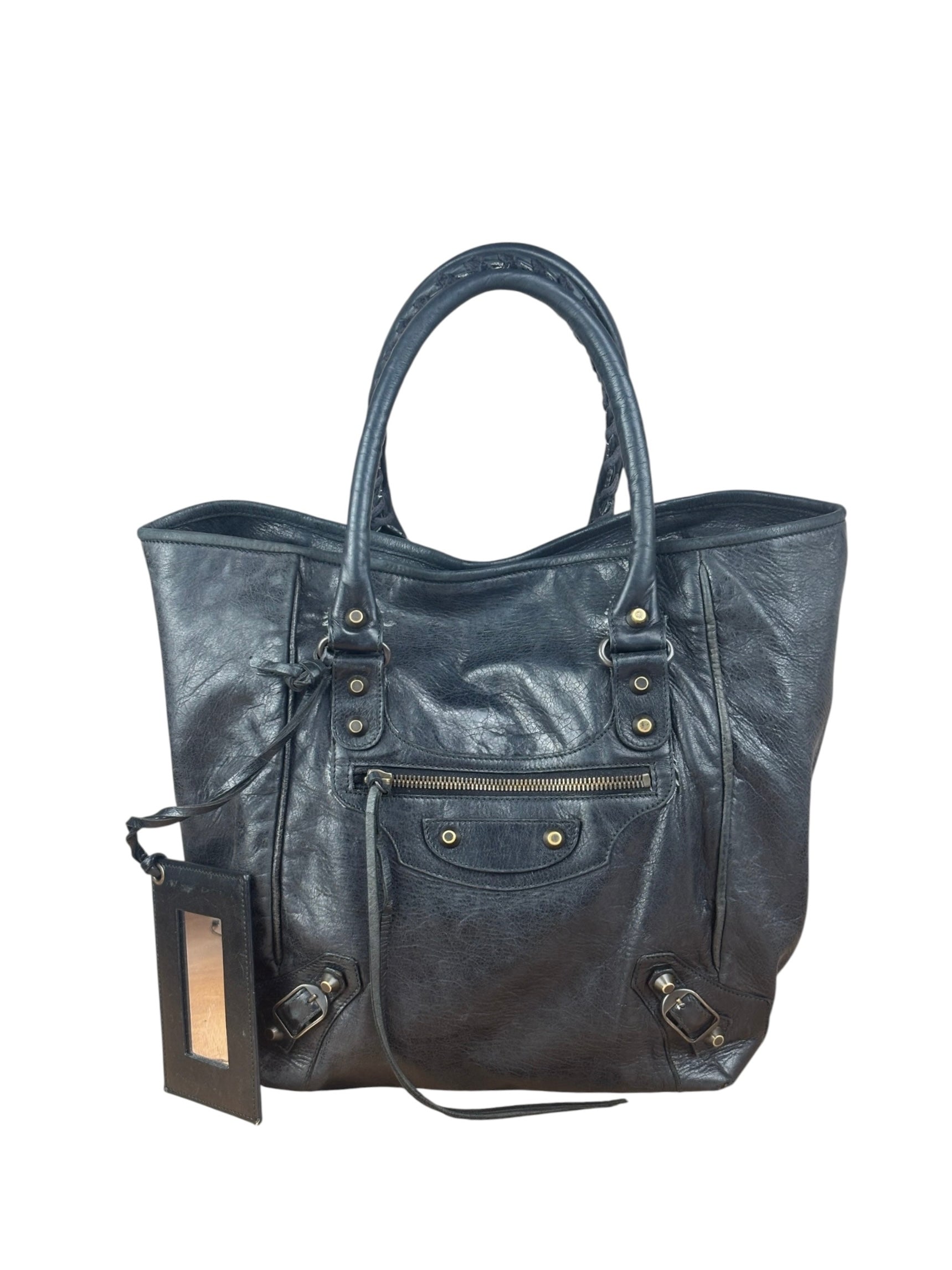 Balenciaga Vintage Black Leather Classic Sunday Tote Bag
