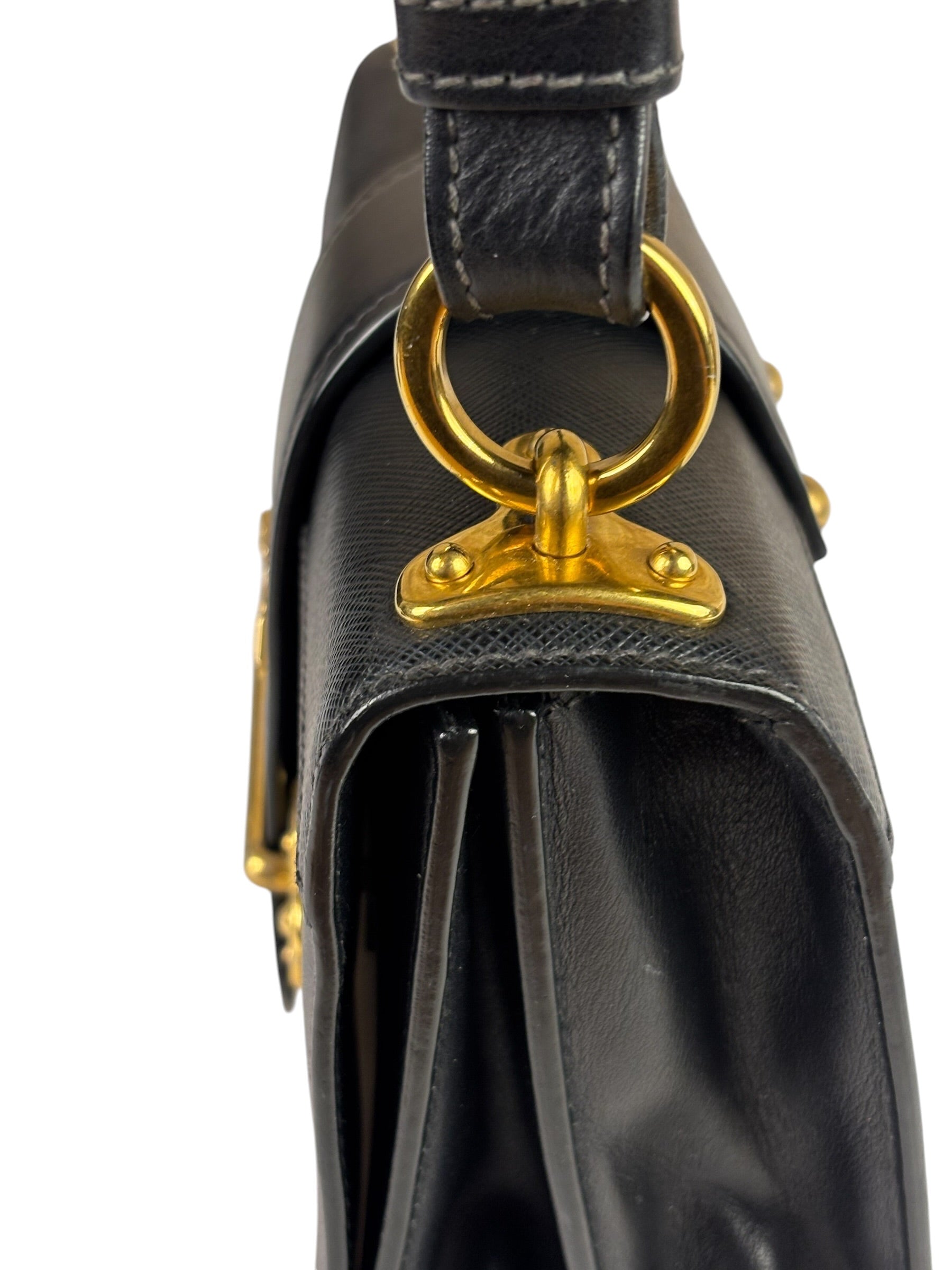 Prada Black Saffiano Leather Cahier Shoulder Bag