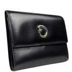Cartier Black Leather Panther C Tri-Fold Wallet