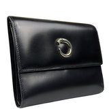 Cartier Black Leather Panther C Tri-Fold Wallet