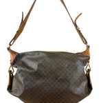 Celine Vintage Macadam Canvas Leather Trim Shoulder Bag