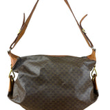 Celine Vintage Macadam Canvas Leather Trim Shoulder Bag