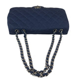 Chanel Blue Jersey Classic Flap Shoulder Bag 2009