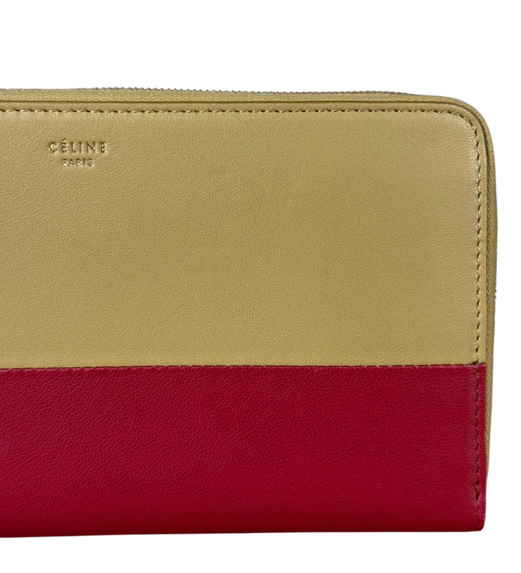 Celine Stripe Leather Zip Wallet
