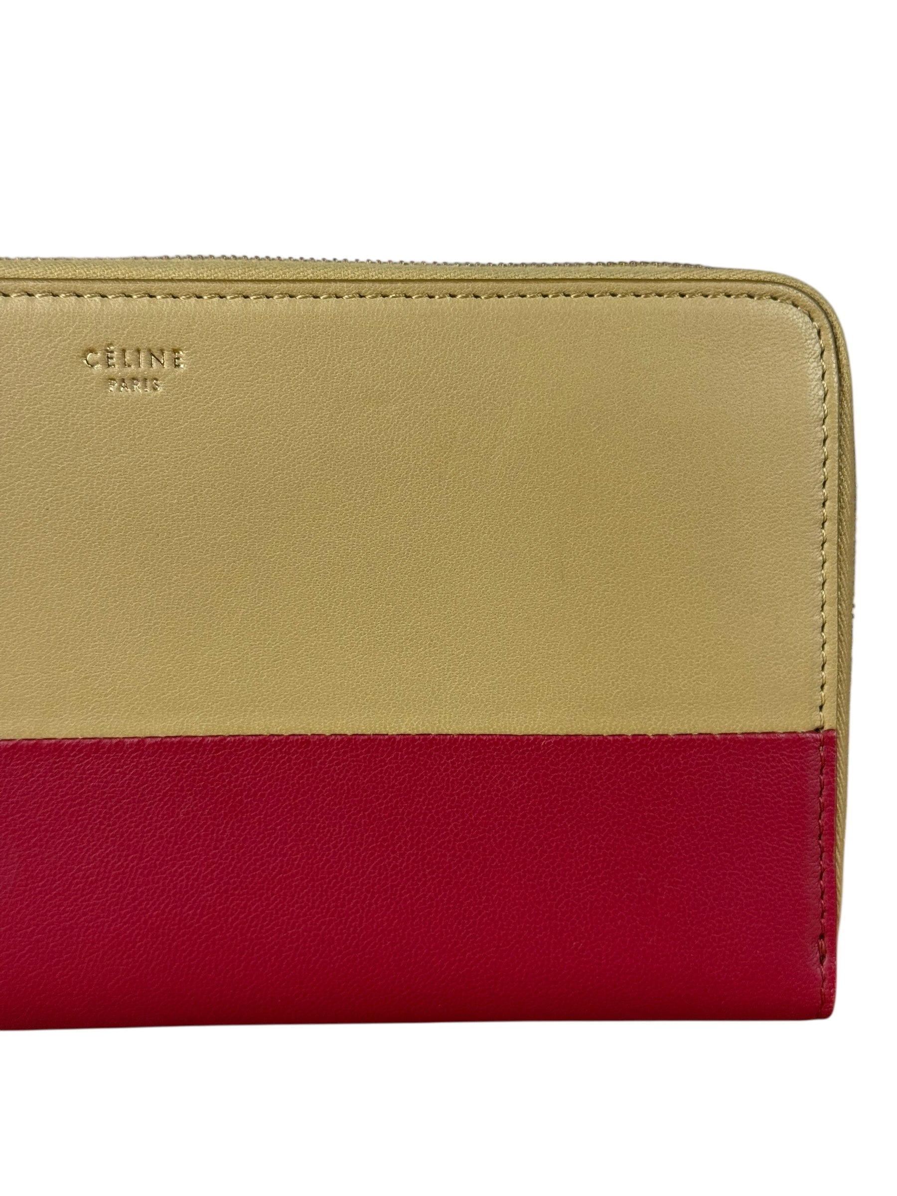 Celine Stripe Leather Zip Wallet