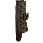 Fendi Brown Leather Trim Baguette