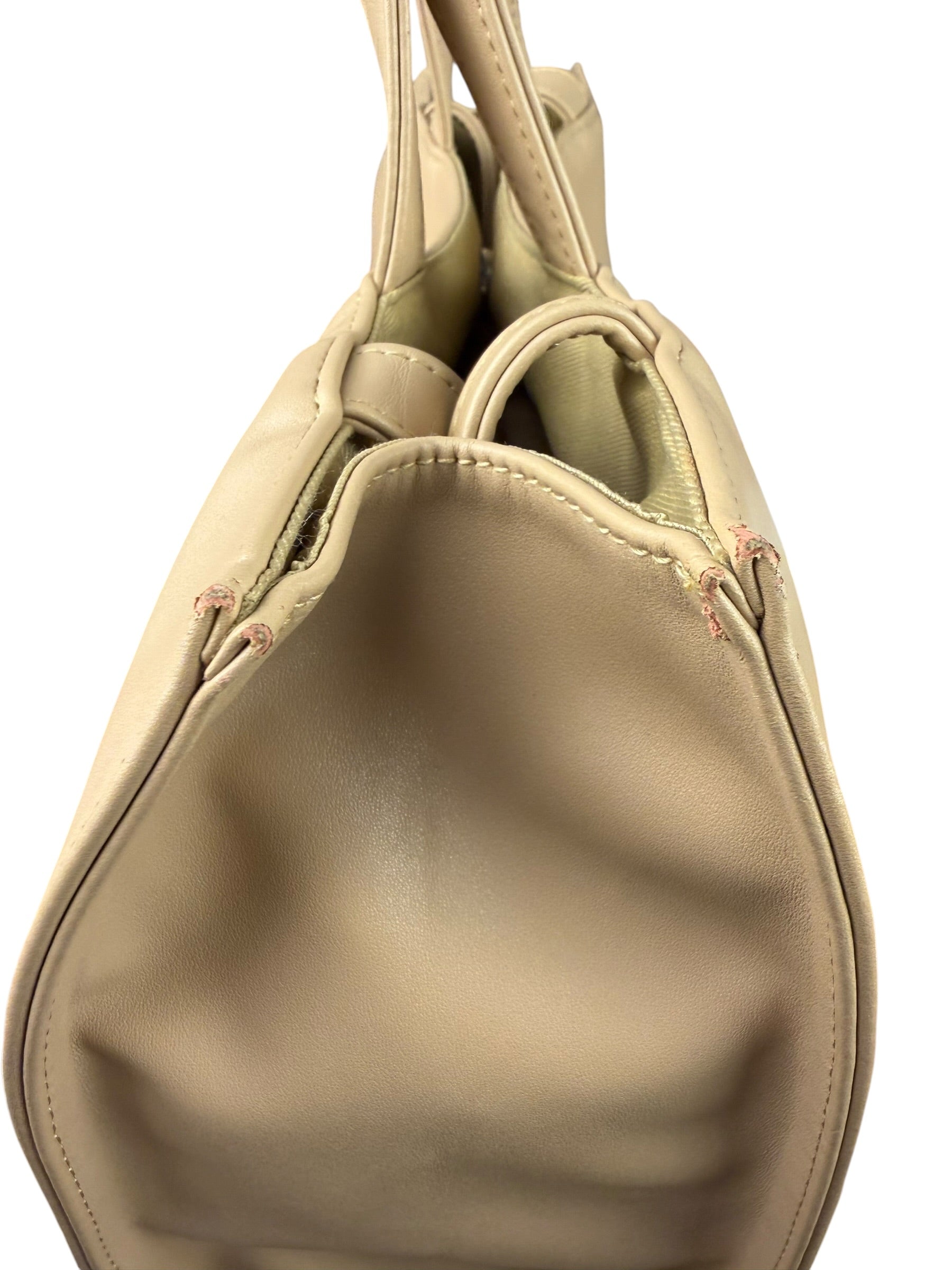 Telfar Cream Leather Medium Shopping Tote Bag