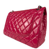 Chanel Hot Pink Large Patent Leather Double Flap Shoulder Bag 2014