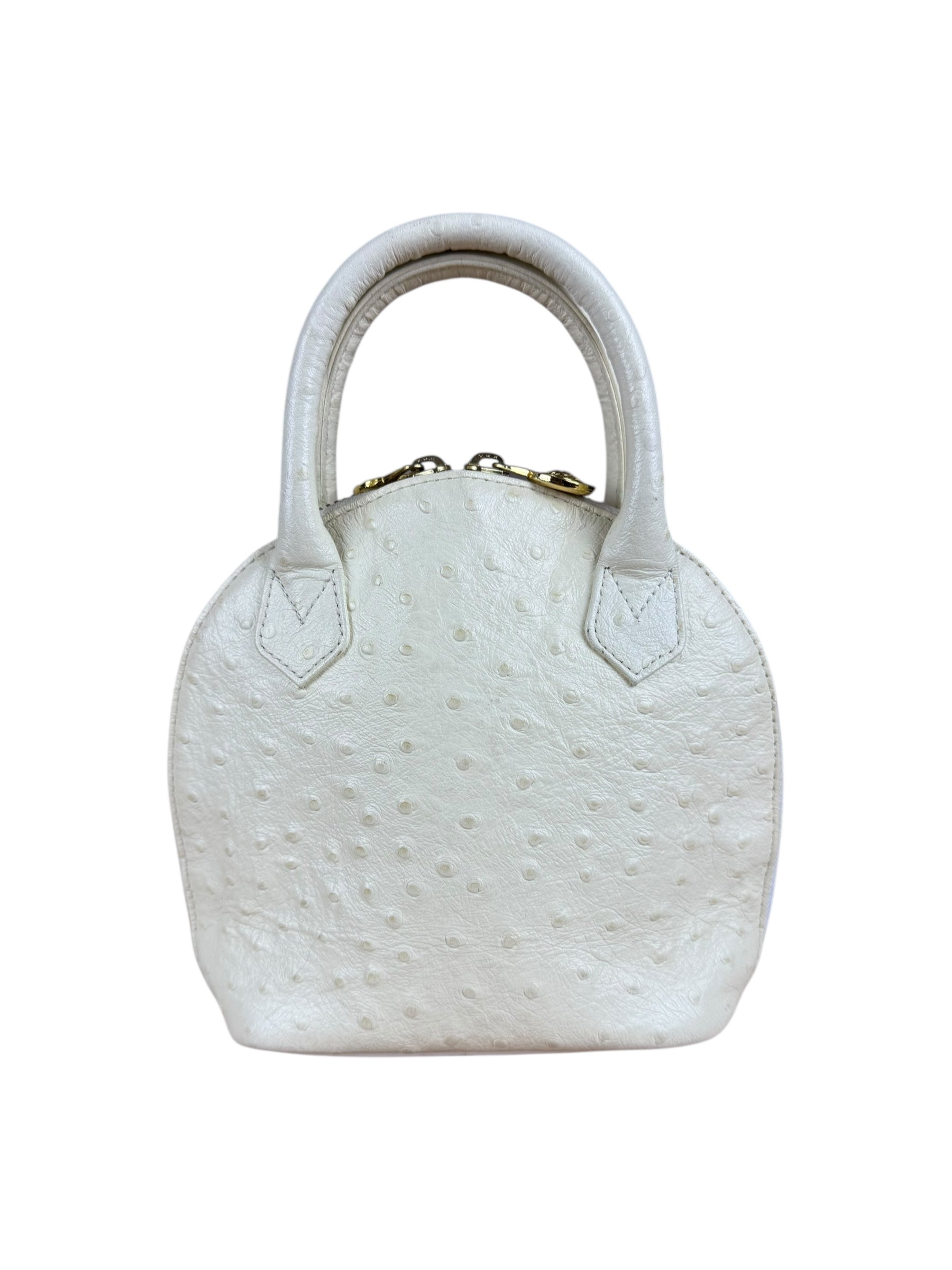 Versace Vintage Mini Osctrich Leather Top Handle Bag