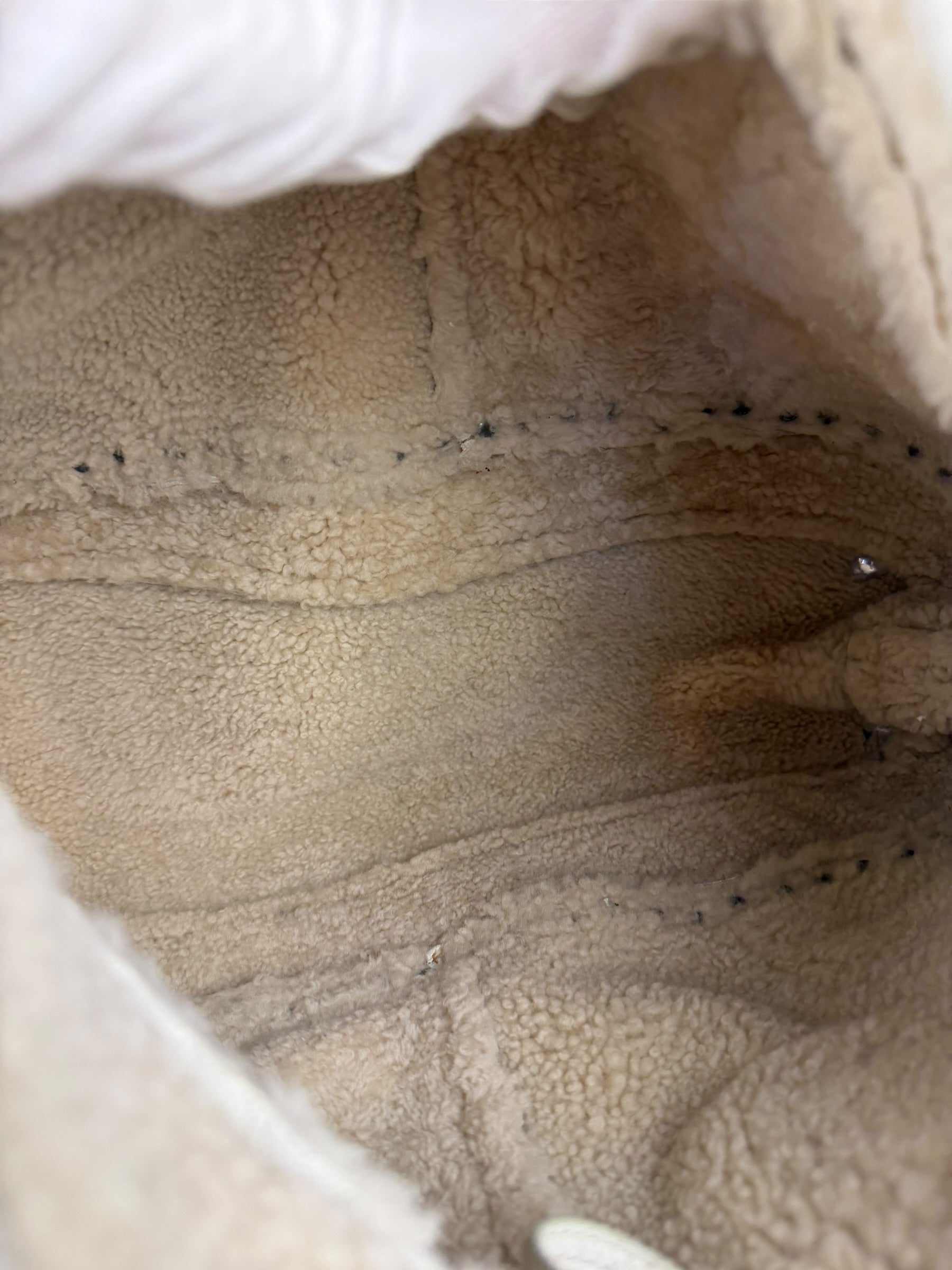 Prada Vintage White Studded Leather Shearling Bowler 2Way Bag