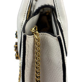 Miu Miu White Madras Ornate Crystal Jeweled Buckle Two-Way Bag