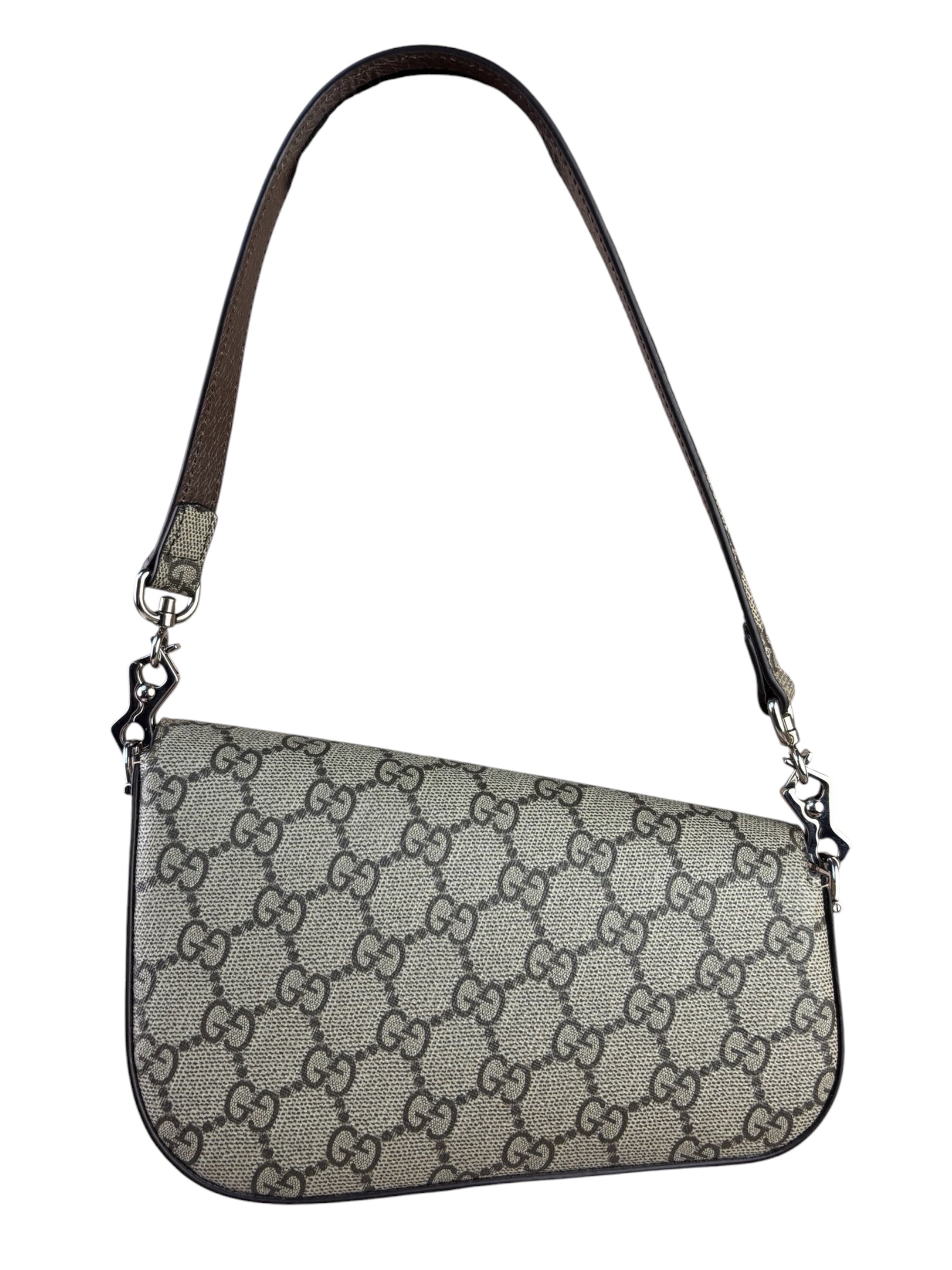 Gucci Beige Leather GG Horsebit 1955 Asymmentric Two-Way Bag