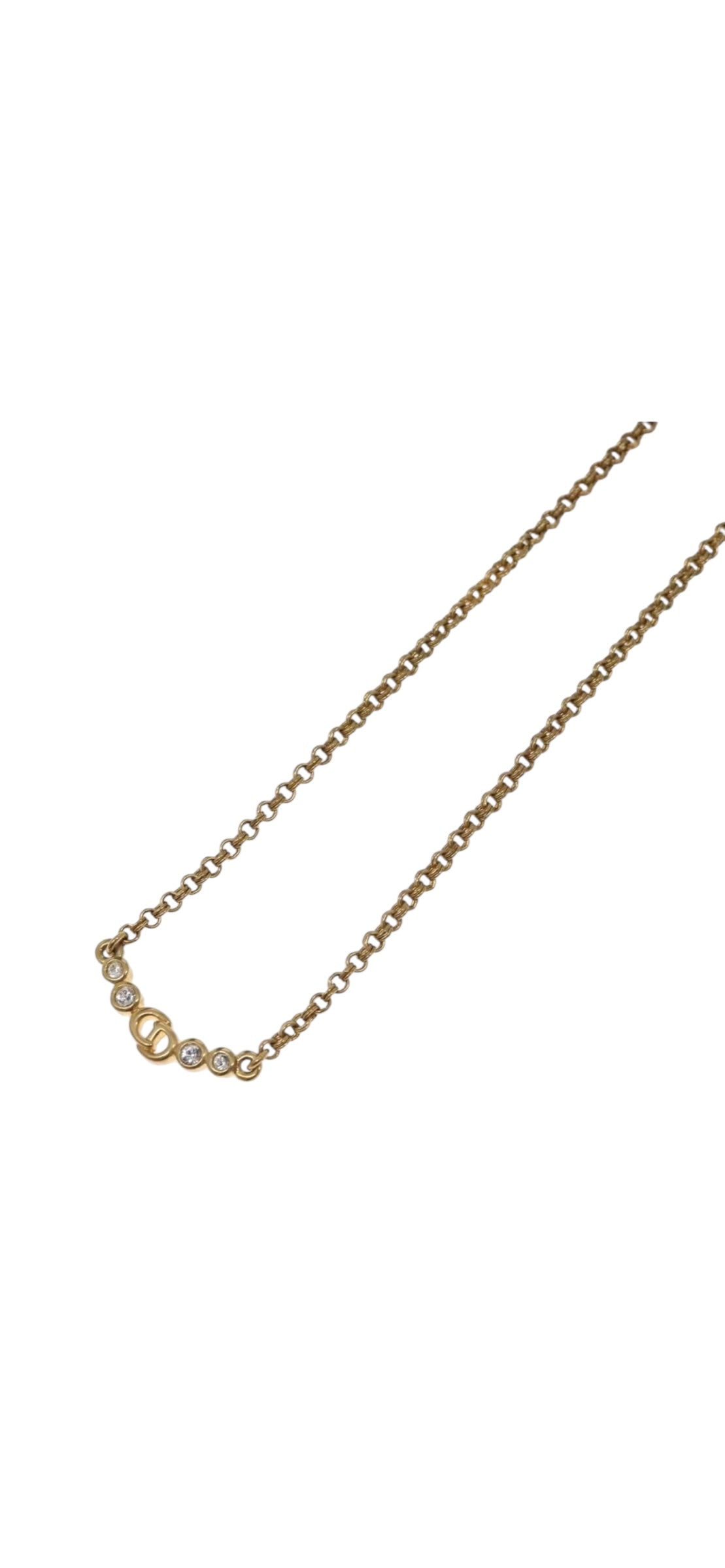 Christian Dior CD Crystal Rhinestone Gold Tone Necklace