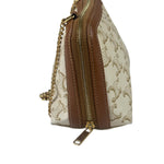 Celine Beige/Brown Leather Triomphe Chain Clutch