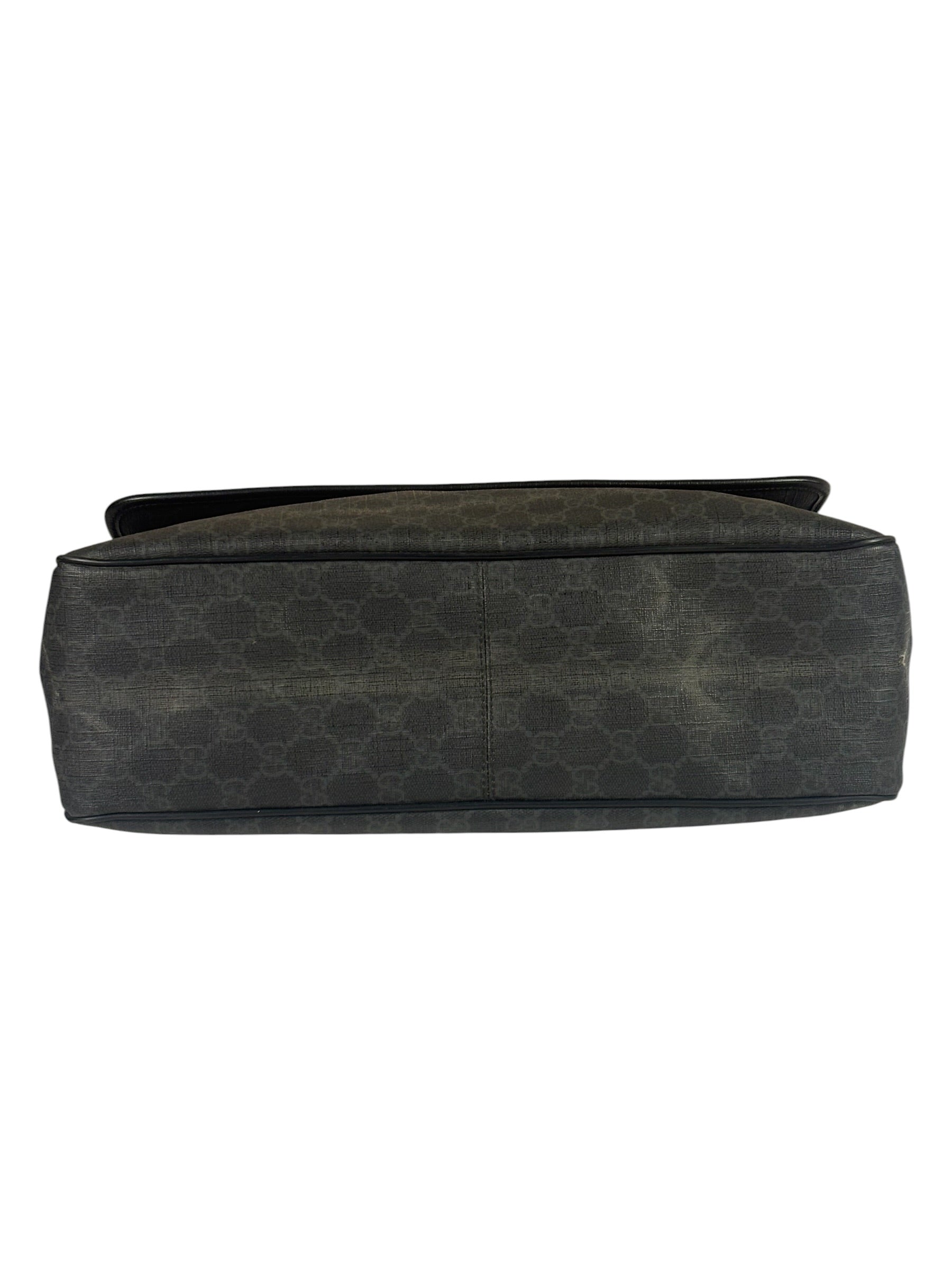Gucci Grey/Black Leather GG Supreme Messenger Bag