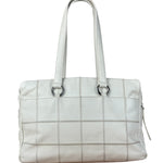 Chanel White Chocolate Bar Quilted Caviar LAX Bowler Bag 2004