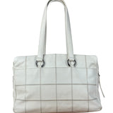 Chanel White Chocolate Bar Quilted Caviar LAX Bowler Bag 2004