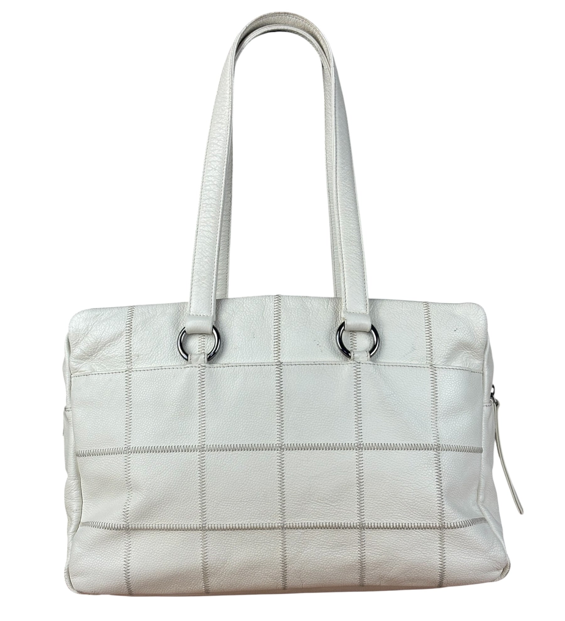Chanel White Chocolate Bar Quilted Caviar LAX Bowler Bag 2004