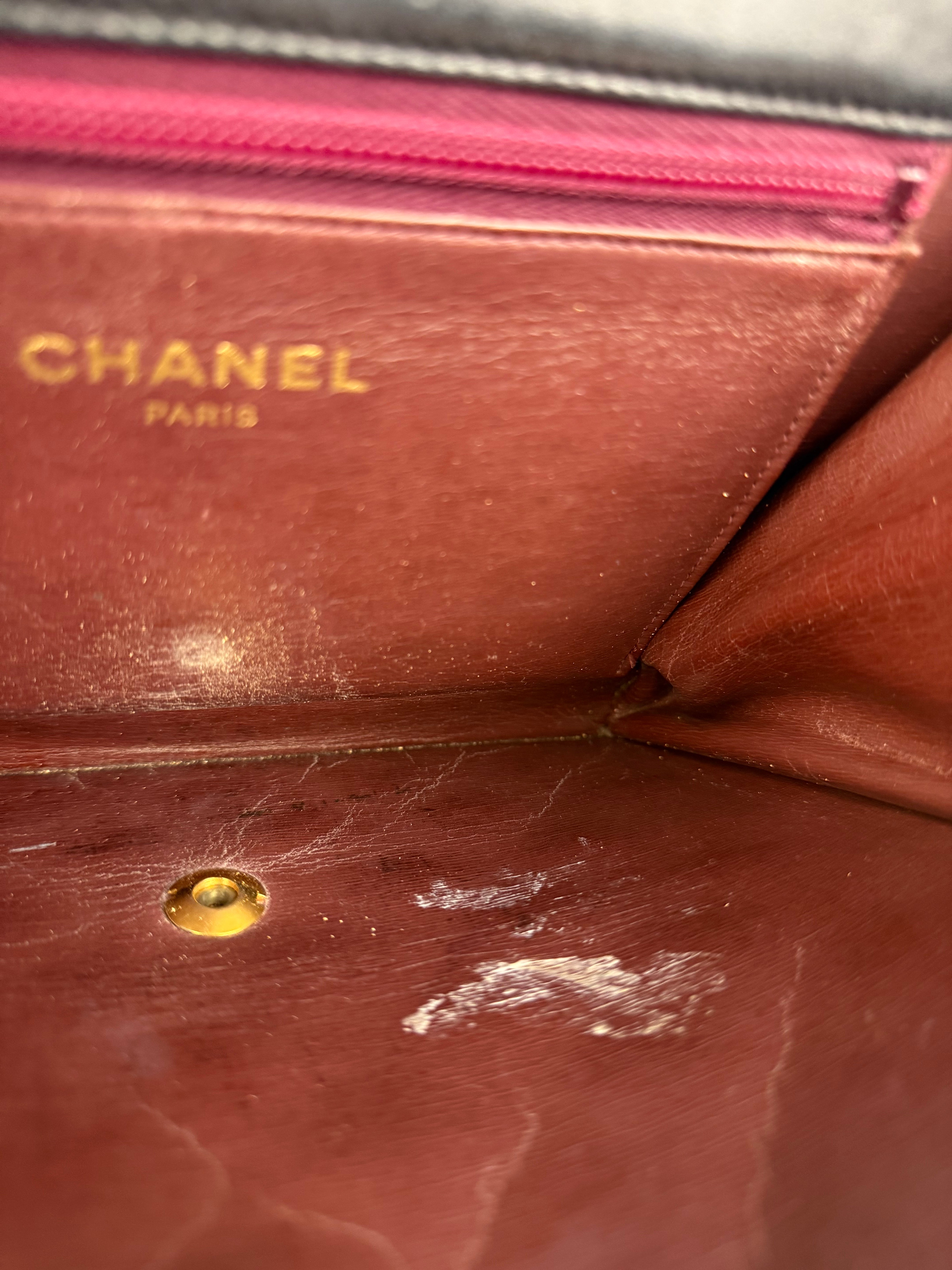Chanel Black Diamond Stitch Lambskin Square Flap 1988