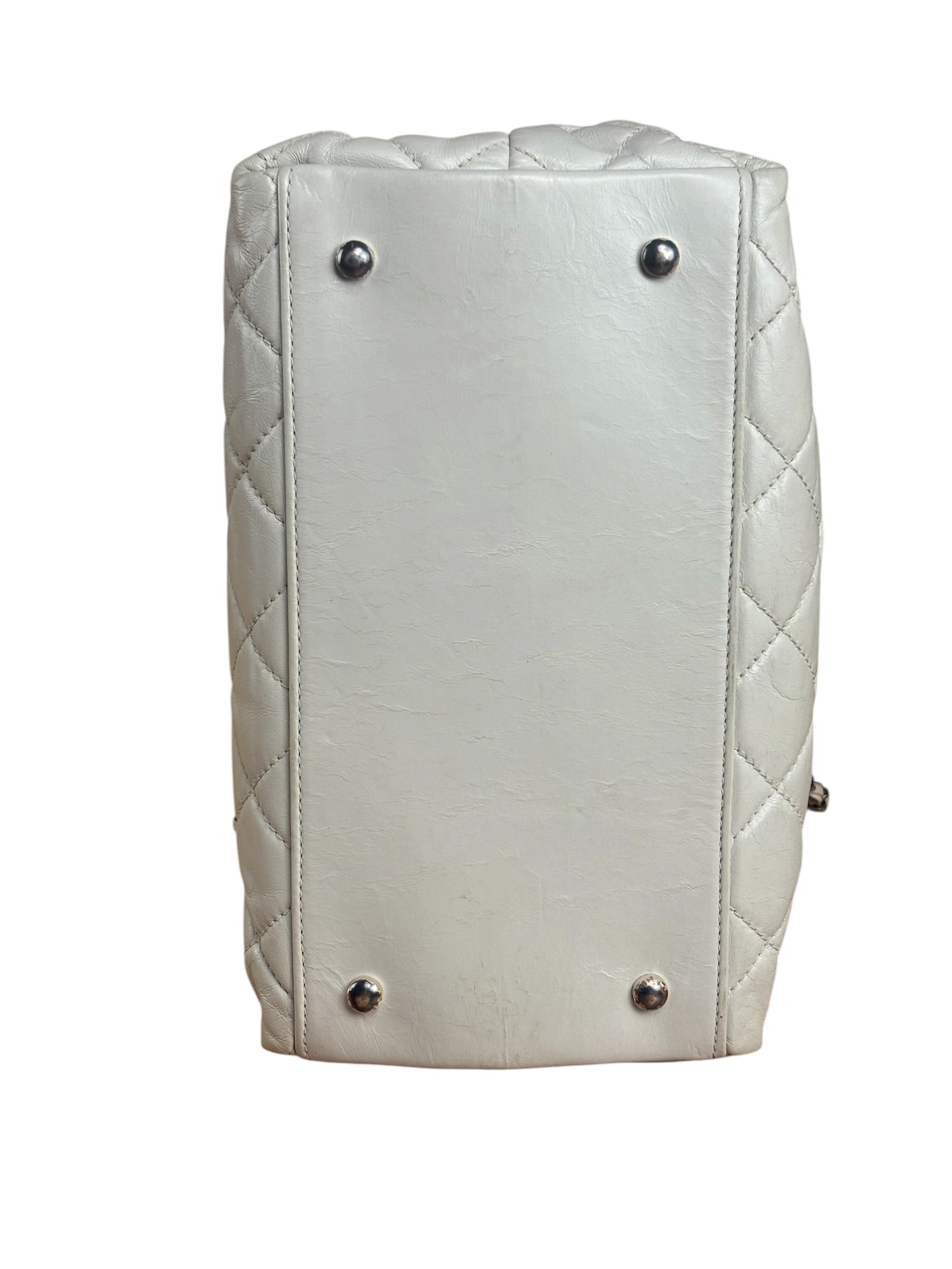 Chanel Vintage White Quilted Leather Chain Me Tote 2010