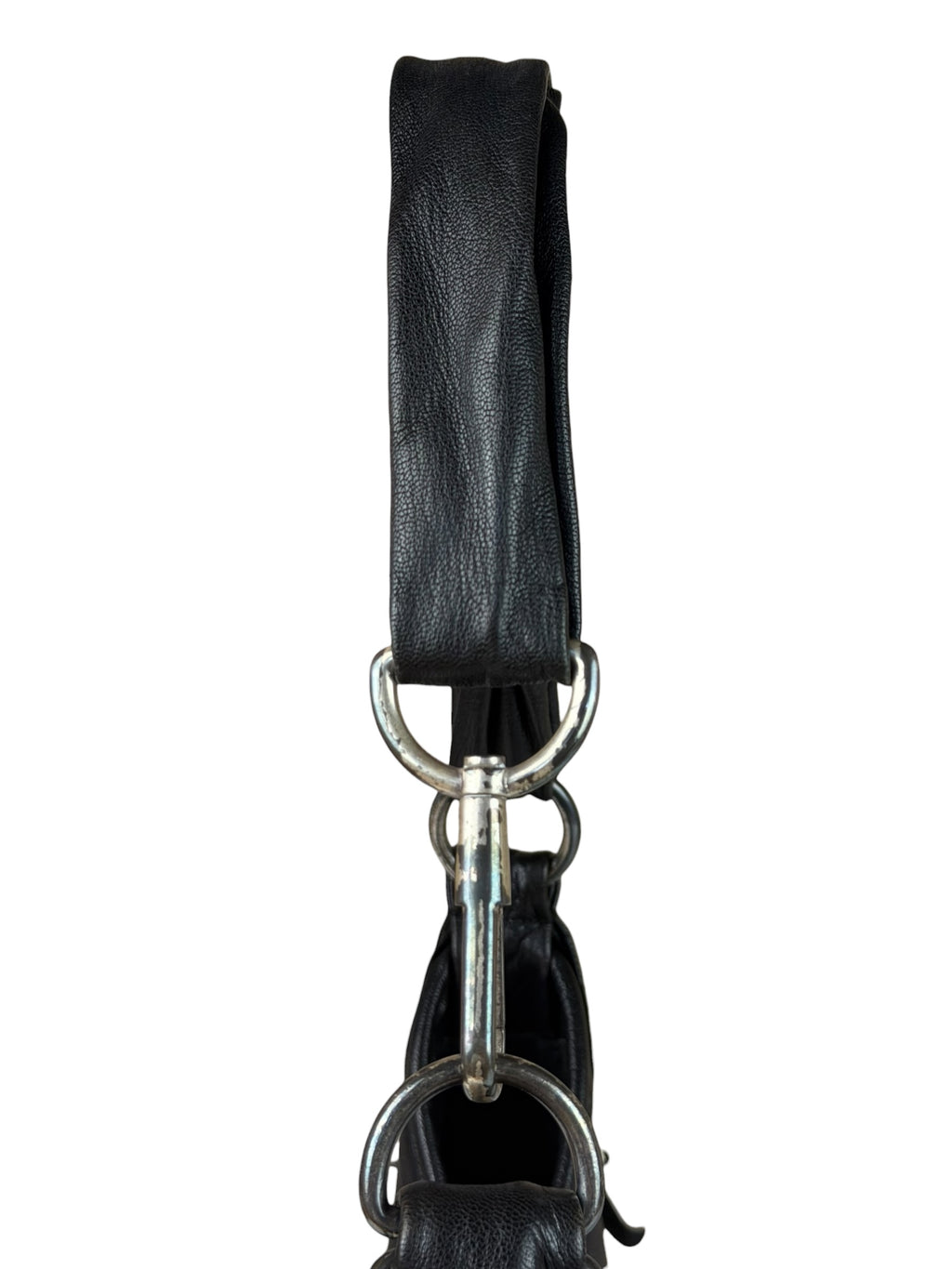 Yves Saint Laurent Black Leather St. Tropez Ruffled Hobo Bag