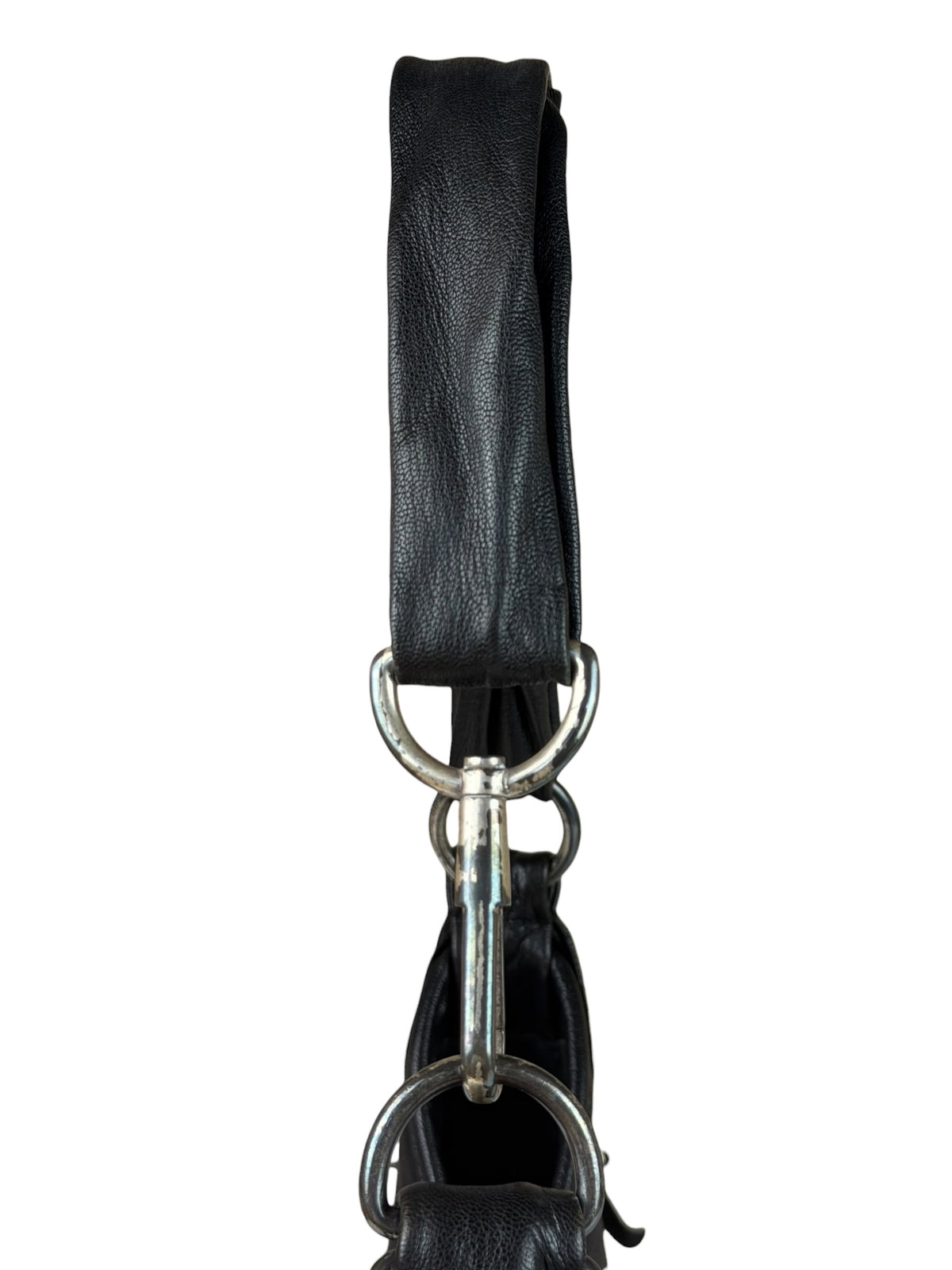 Yves Saint Laurent Black Leather St. Tropez Ruffled Hobo Bag