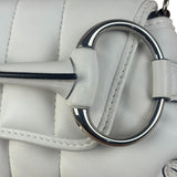 Gucci White Puffer Leather Horsebit Shoulder Bag