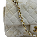 Chanel White Denim/Leather Trim Greek Collection Flower Double Flap Bag 2018